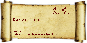 Kókay Irma névjegykártya