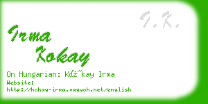 irma kokay business card